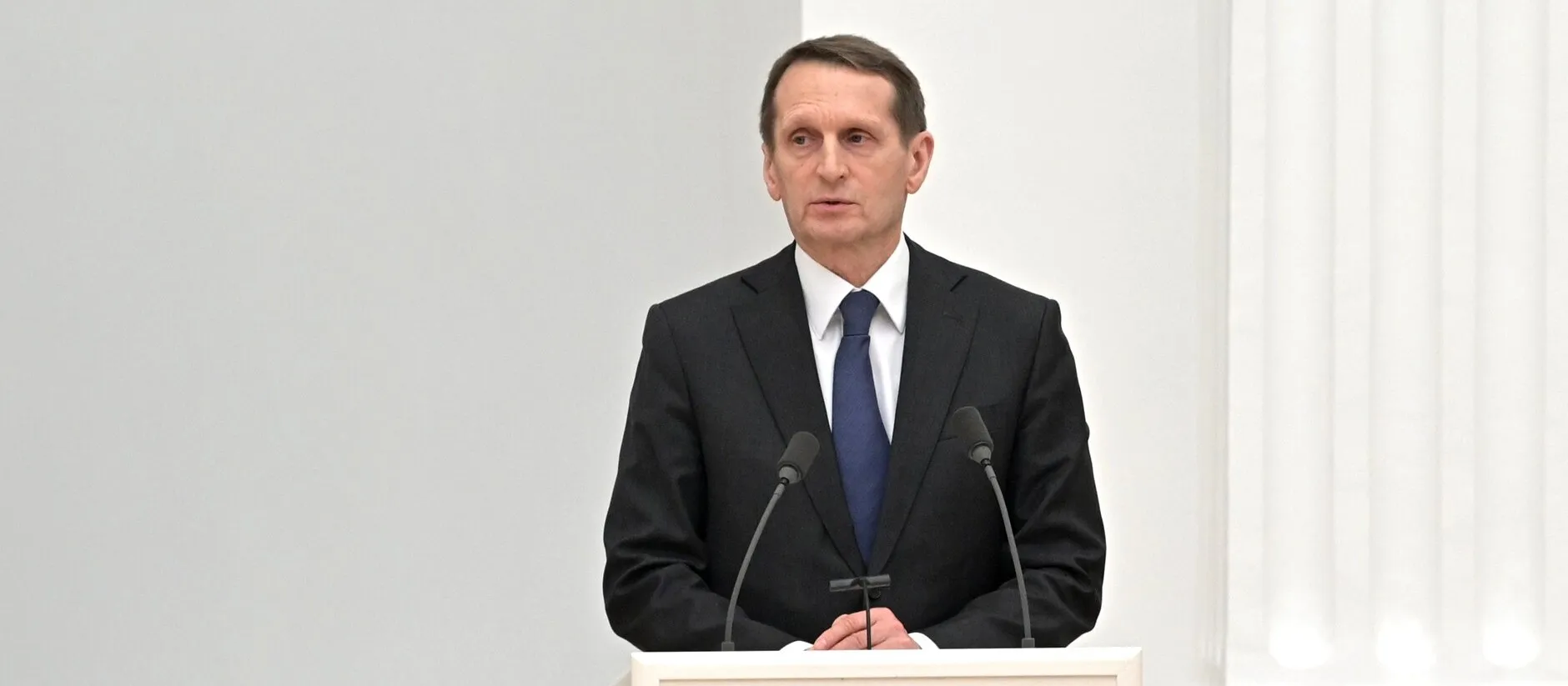 Sergey Naryshkin at the Security Council session on recognising the Donetsk and Luhansk republics, February 21, 2022. Photo: kremlin.ru, CC BY 4.0